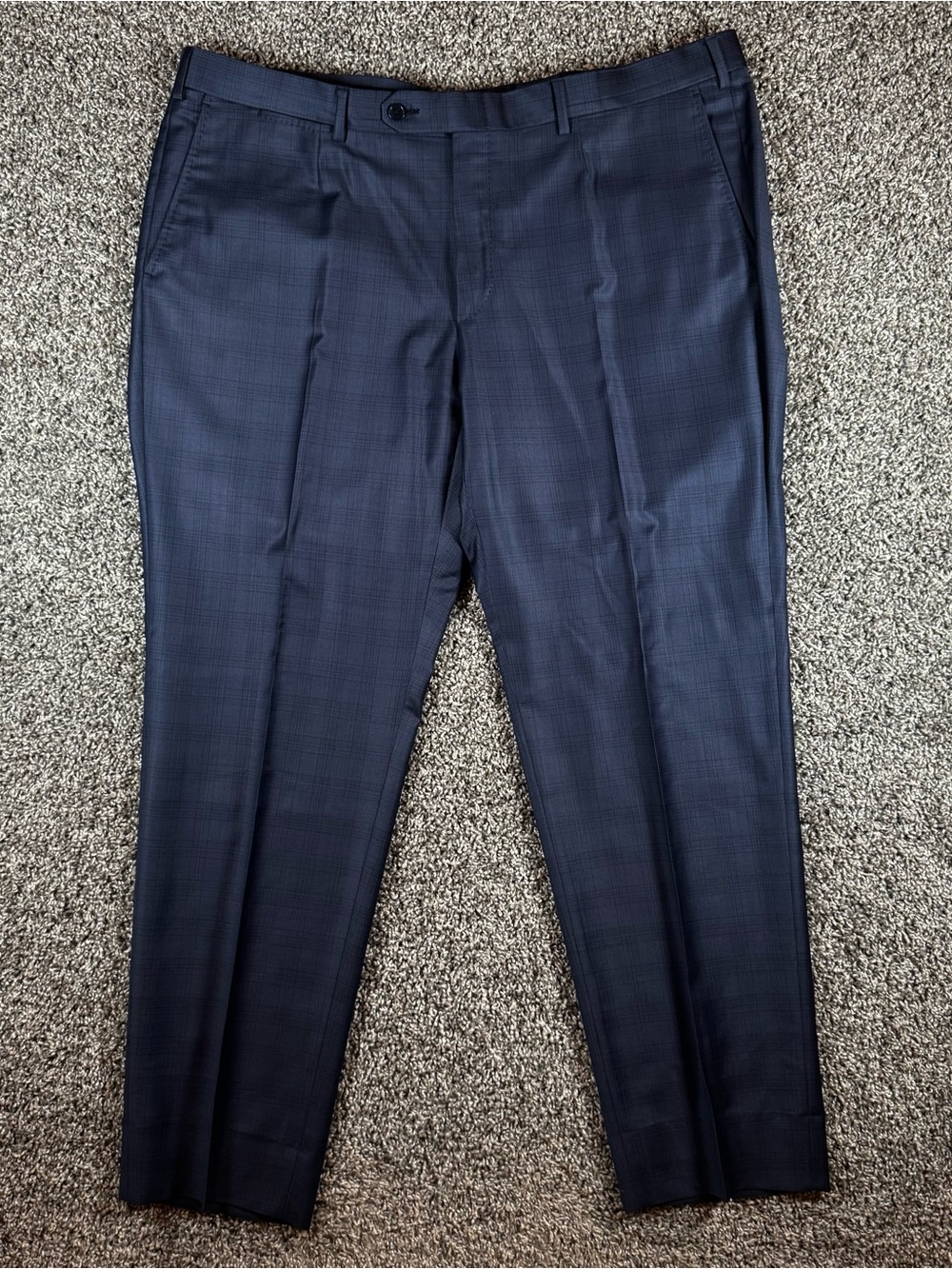 Ermenegildo Zegna Mila Mens 7-60R 42x31 Navy Glen Plaid Wool Suit Pants Italian